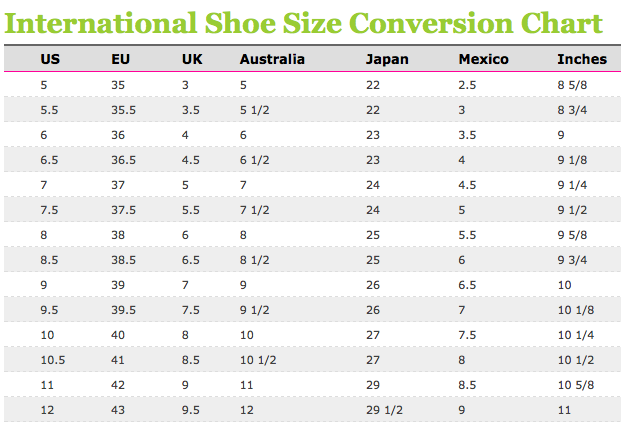 shoe size conversion