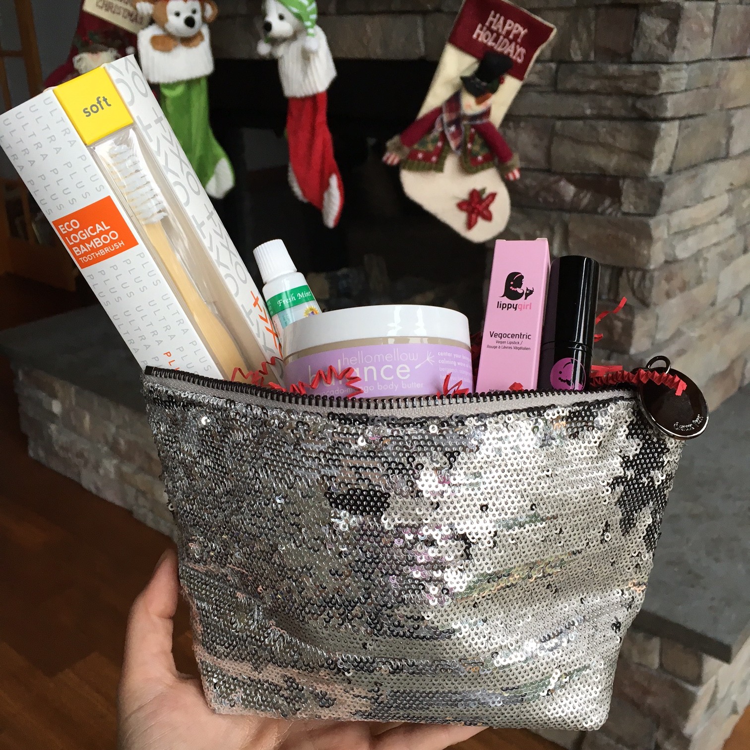 Deux Lux Sequin Cosmetic Bag in Silver