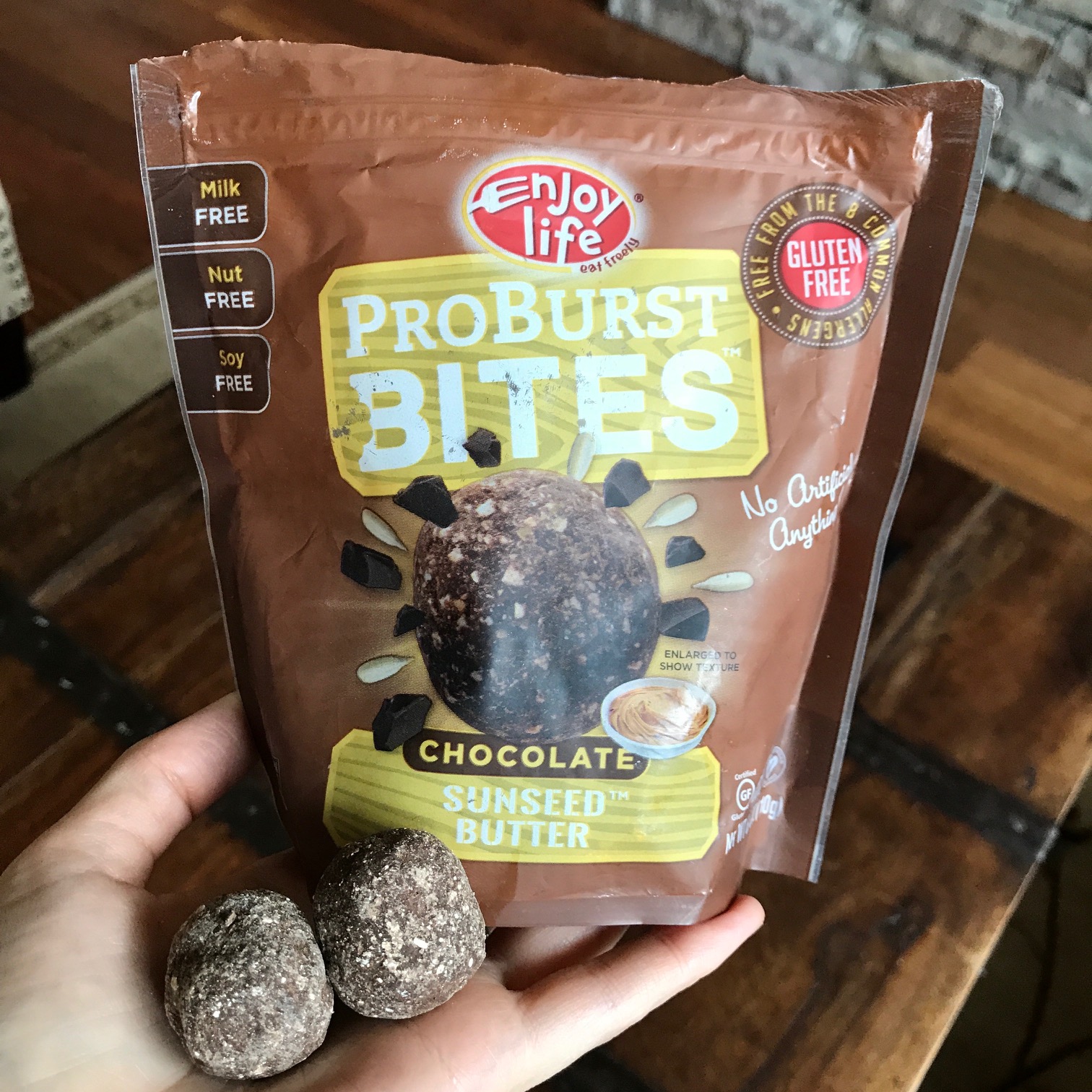 Enjoy Life Foods chocolate and sunseed butter protein bites