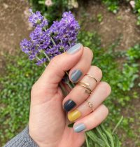 Neutral Toned Mani and Pretty Little Gold Rings
